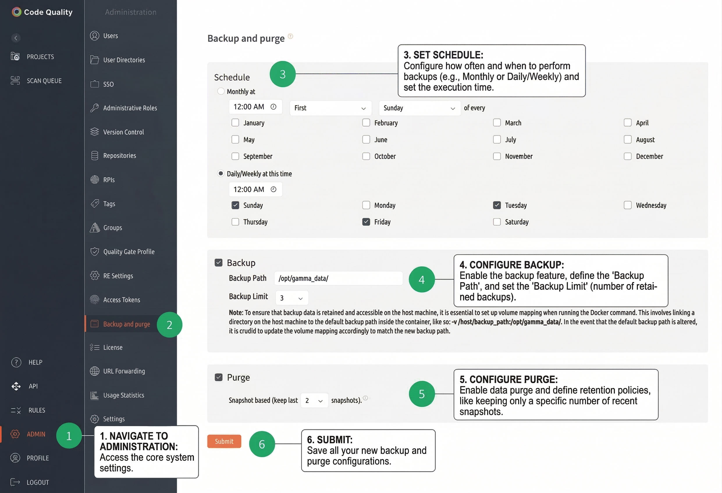 Backup Configuration Interface