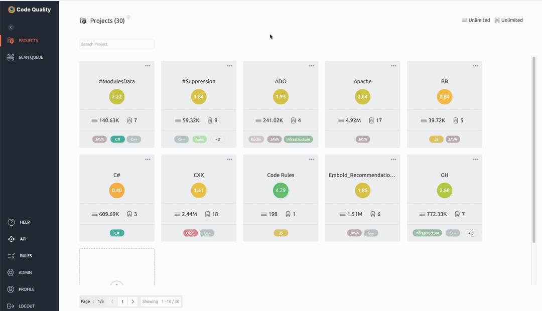 Pipeline Script — copy and run the auto-generated scan command